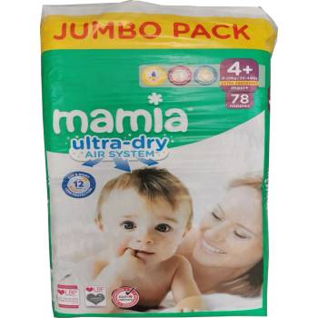 Mamia бебешки пелени, номер 4+, 9-20кг, 78 броя