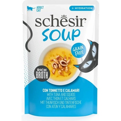 Schesir Cat Soup tuniak s kalamárom 40 g