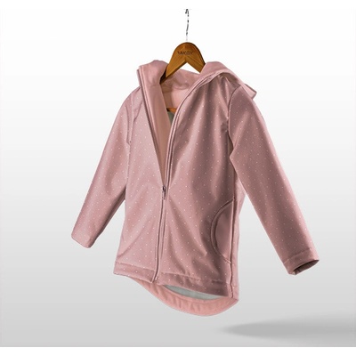 Takoy Panel se střihem 170 softshell bunda bílé puntíky na starorůžové