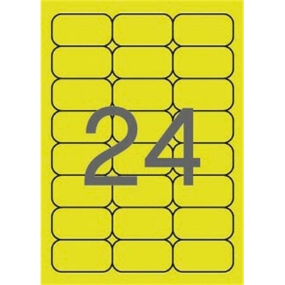Etikety, 64x33,9 mm, farebné, zaoblené rohy, APLI, neónové žlté, 480 etikiet bal