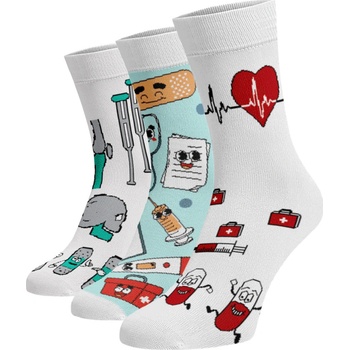 Zvýhodněný set 3 párů vysokých veselých ponožek NEMOCNIČNÍ MIX Bavlna