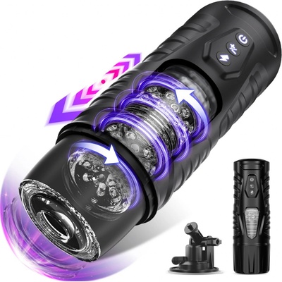 SuperLove Powerful Automatic Rotating & Thrusting Masturbator Black – Zboží Mobilmania