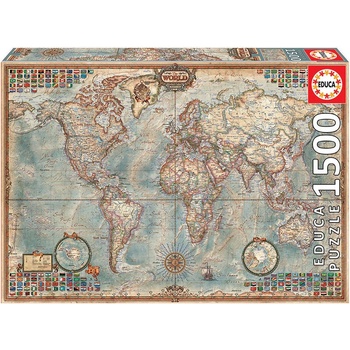 Educa Пъзел Educa - Политическа карта на света, 1500 части (EDU16005)