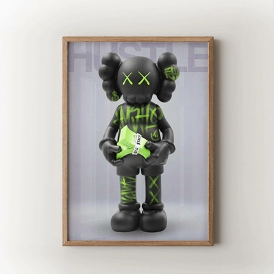 Hustle Kaws Velikost: 50x70 cm, Rám: Přírodní