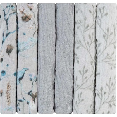 KikkaBoo Kikkaboo Комплект от 6 броя муселинови кърпички 30x30см - Dreamy Fields Grey (31103010113)