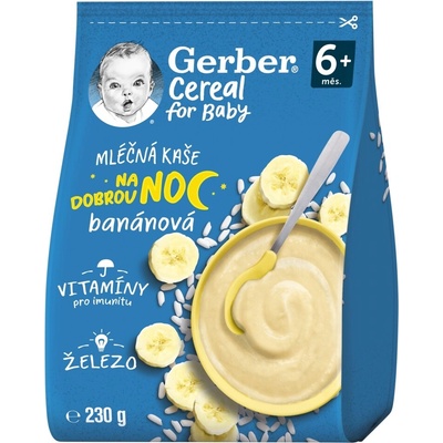 Gerber Cereal mléčná kaše banánová Dobrou noc 230 g