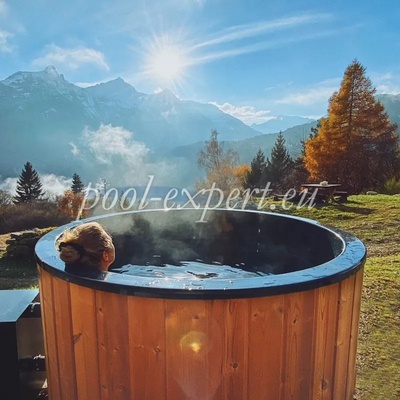 POOL EXPERT Дървено джакузи кръгло, 1.80 х 0.90 м, с печка на дърва