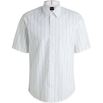 HUGO BOSS Men's Rash Stripe Short-Sleeve Patterned Shirt - White 100