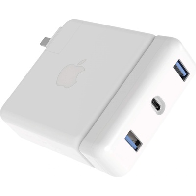 HyperDrive USB-C Hub 87W Power Adapter - USB-C хъб с два USB изхода и USB-C изход за Apple 61W USB-C Power Adapter (бял) (HY-HDH05)