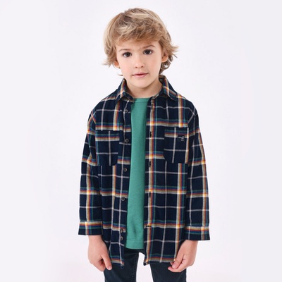 MAYORAL Карирана връхна риза с дълъг ръкав в тъмно синьо за момче Майорал