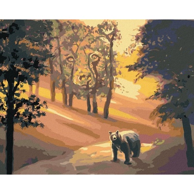zuty Malování Podle Čísel Medvěd V Lese A Západ Slunce D. Rusty Rust 40 x 50 Cm Plátno Rám