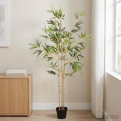 vidaXL Изкуствено бамбуково дърво Зелено 55 x 16 x 150 см (42042069)