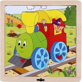 Woodyland Дървен пъзел Woody - Веселото влакче, влакче, 4 части (93017)