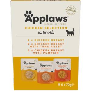 Applaws Chicken Selection Пакетче за котки, пилешки избор в бульон 6 x 70 г