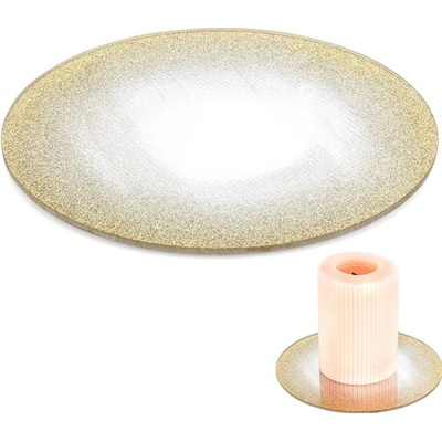 Podtácek na sviečku 150 mm okrúhly zrkadlo s gliterm, zlatá