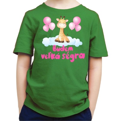 Fajntričko Kids detské tričko Žirafa Budem veľká ségra zelená