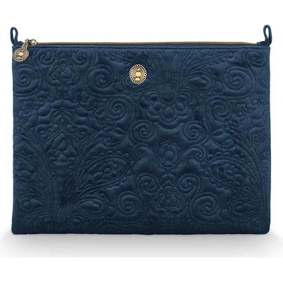 Pip Studio sametové Charly Velvet Quilted Days kosmetické pouzdro modré