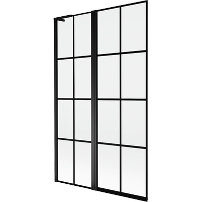 Mist L плъзгащ се екран за баня с 2 крила, ляв, 110 x 150 см, черни решетки, черен - 8A9L-110-011-70-77-L (8A9L-110-011-70-77-L)