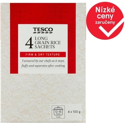 Tesco rýže dlouhozrnná loupaná 4 x 100 g