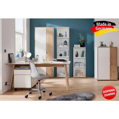 Germany Kancelářský nábytek DUB masiv dýha/bílá (6 částí) 5989 | Doprava Zdarma – Zboží Mobilmania