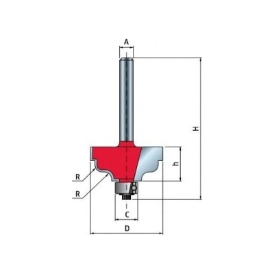 Fréza tvarová s ložiskem R3,2 31,8x15x56,8x9,5 8 mm