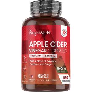 WeightWorld Здравословна редукция на теглото - Ябълков оцет комплекс, 180 капсули Weight Worl (123768 WW)