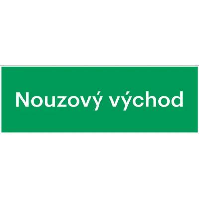 Bezpečnostní únikové značení, ''Nouzový východ'' – luminiscenční fólie, 300×105 mm