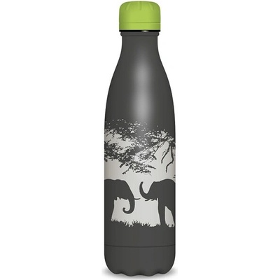 Ars Una termo fľaša 500 ml sivá so slonmi zelené viečko