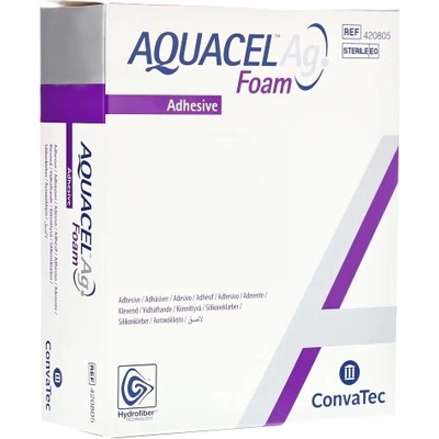 AQUACEL Ag Foam adhezívne penové krytie so striebrom 25 x 30 cm 5 ks