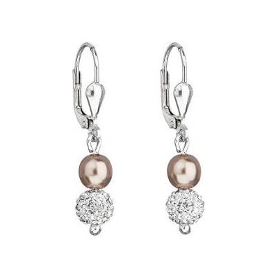 EVOLUTION GROUP CZ Stříbrné náušnice visací s Preciosa krystaly 31244.3 brown