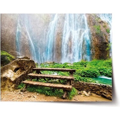 Sablio Plagát Posedenie pri vodopáde - 90x60 cm