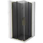 Mexen Velar L Duo плъзгаща се душ кабина 100 x 100 см, графит, златна - 871-100-100-02-43-50 (871-100-100-02-43-50)