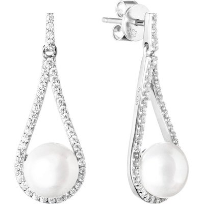 Gaura Pearls stříbrné s bílou perlou Leandra SK19233E/W bílá