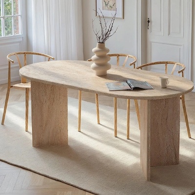 TopMebel Меламинов трапезен маса Sablin в цвят травертин 180x89.5x75см