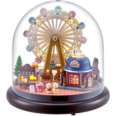 HABARRI Miniatura domečku DIY LED Lunapark s hrací skříňkou