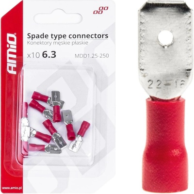 konektor 6,3mm 1,25-2,5mm kolík izolovaný 10ks