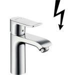 Hansgrohe Metris New - Смесител за умивалник с една ръкохватка 110 с комплект за оттичане с тяга за безнапорни бойлери, хром 31074000 (31074000)
