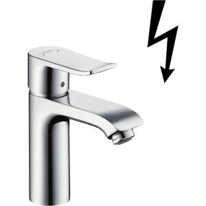 Hansgrohe Metris New - Смесител за умивалник с една ръкохватка 110 с комплект за оттичане с тяга за безнапорни бойлери, хром 31074000 (31074000)
