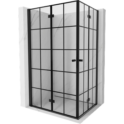 Mist-F Duo сгъваема душ кабина лява 100 x 80 см, черна решетка, черна - 8A6-100L-080P-70-77 (8A6-100L-080P-70-77)