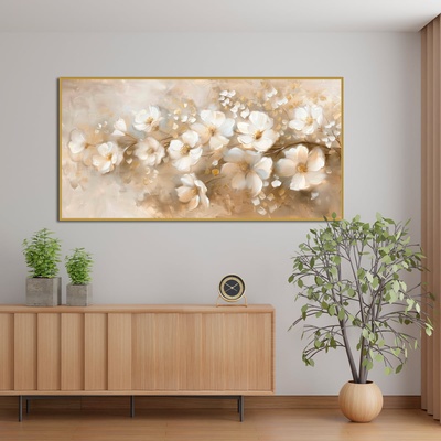 Decono Картина Абстрактни Бели Цветя