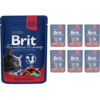 Brit cat говеждо месо и грах 6x100г