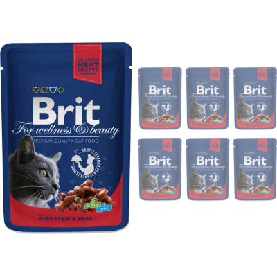 Brit cat говеждо месо и грах 6x100г