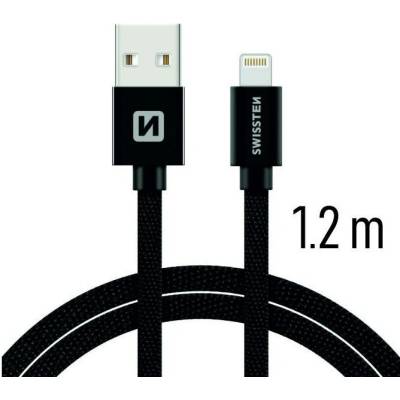 Swissten Nabíjecí a synchronizační kabel textile černý 0.2m / 1.2m / 2.0m Délka: 1,2m