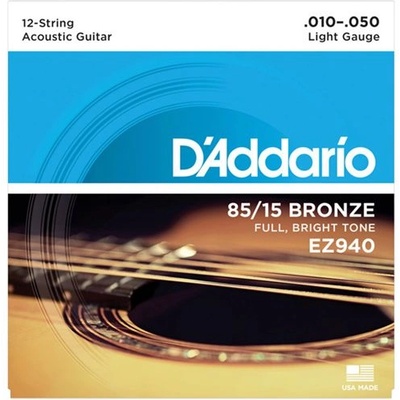 D'Addario EZ940, Струни за 12 струнна акустична китара 10-50 (EZ940)