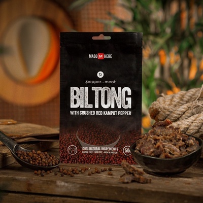 BILTONG s drveným červeným kampotským korením 50 g