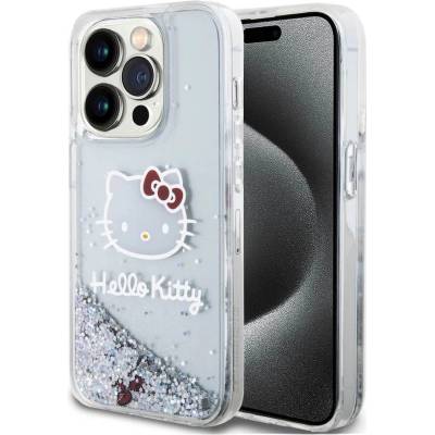 Hello Kitty Liquid Glitter Electroplating Head Logo Case - дизайнерски кейс с висока защита за iPhone 13 Pro (прозрачен-сребрист)