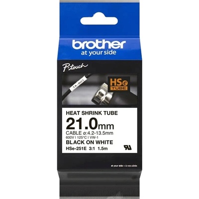 Brother Касета с термо-свиваем шлаух Brother HSе-251E, черно върху бяло, 21mm ширина, 1.5m дължина (HSE251E)