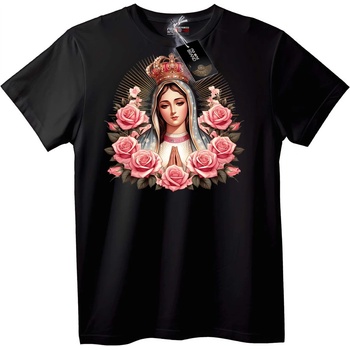 NOONEBRAND Тениска с Богородица и рози - L, Black