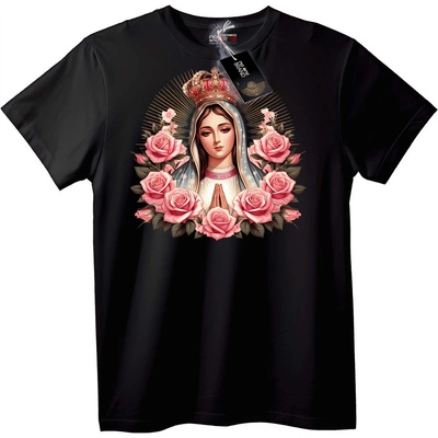 NOONEBRAND Тениска с Богородица и рози - L, Black
