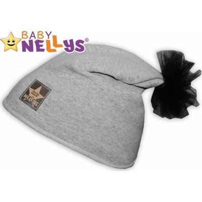 Baby Nellys Bavlnená čiapka Tutu kvetinka sivý melír
